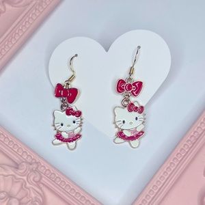 Hello Kitty Ballerina Drop Earrings with Bows